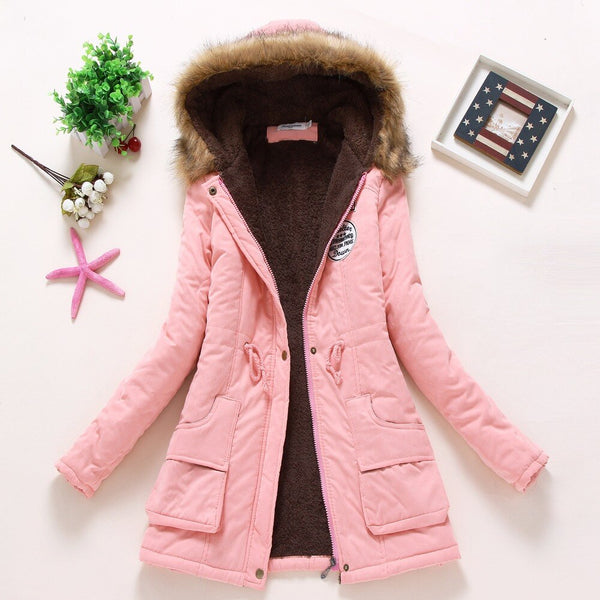 New winter military coats women cotton wadded hooded jacket xxxl long parka - Lockman Store