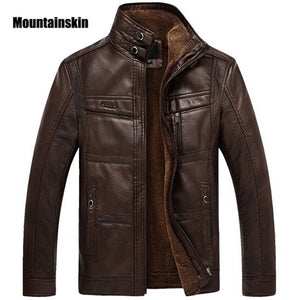 Mountainskin Leather Jacket Men Coats 5XL Brand High Quality PU Outerwear Jacket - Lockman Store