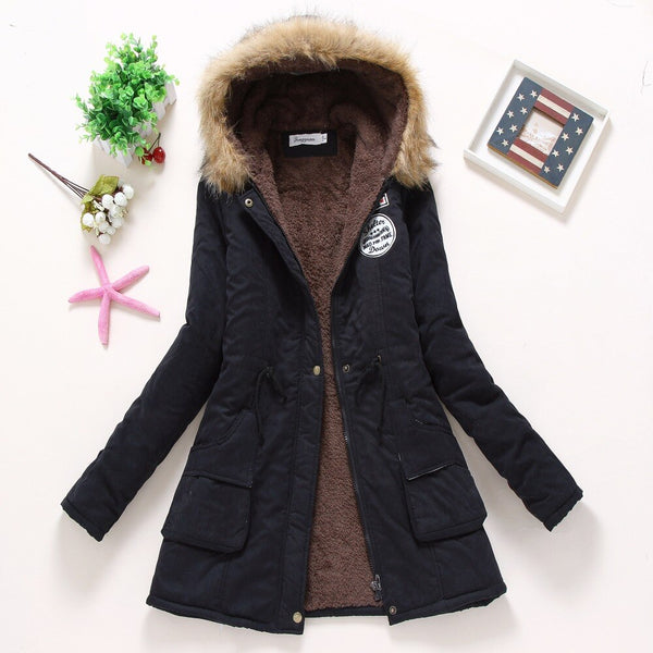 New winter military coats women cotton wadded hooded jacket xxxl long parka - Lockman Store