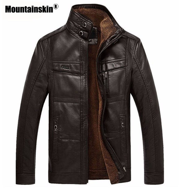 Mountainskin Leather Jacket Men Coats 5XL Brand High Quality PU Outerwear Jacket - Lockman Store