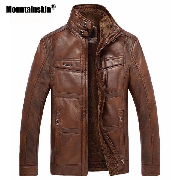 Mountainskin Leather Jacket Men Coats 5XL Brand High Quality PU Outerwear Jacket - Lockman Store