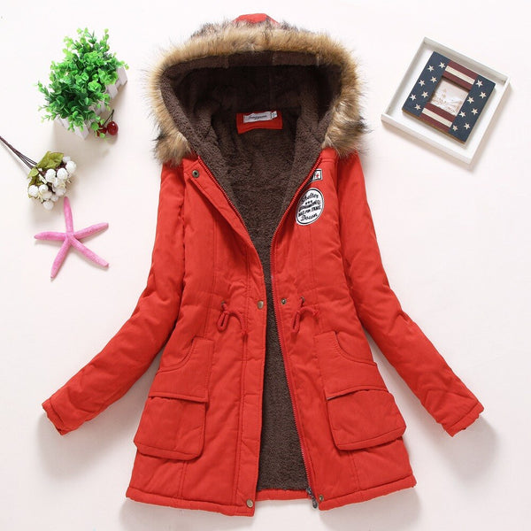 New winter military coats women cotton wadded hooded jacket xxxl long parka - Lockman Store